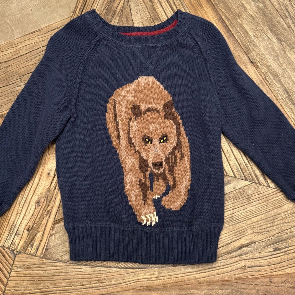 Navy Sweater with Bear Design